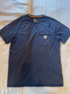 Carhartt Navy Short-Sleeve Pocket Tee with Logo Patch